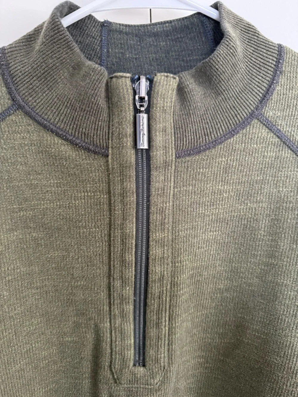 Tommy Bahama Olive Reversible Quarter Zip